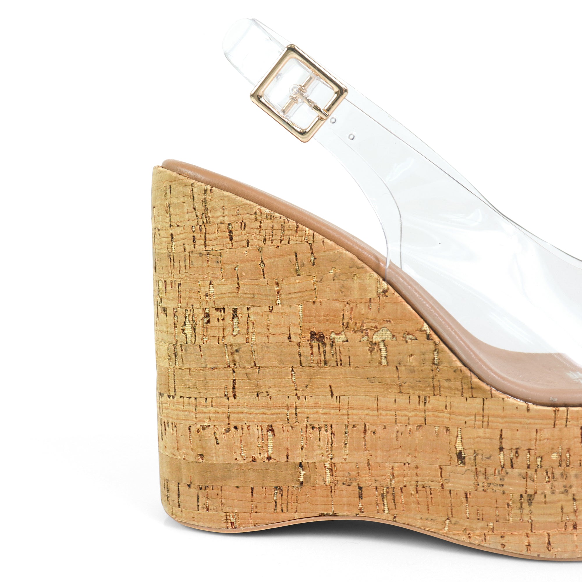 MIO-1 CRISS CROSS CORK SLINGBACK  WEDGE CLEAR/CORK