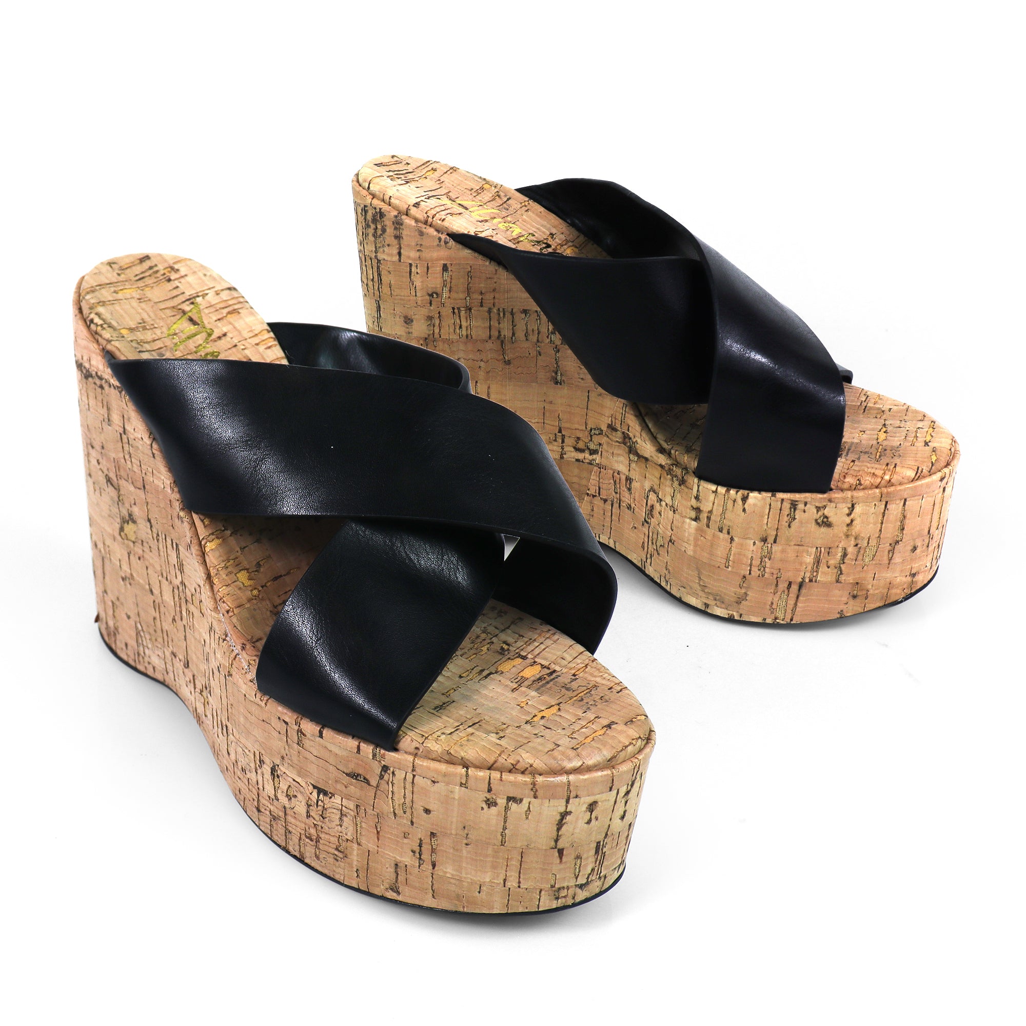 MIO-2 CRISS CROSS CORK WEDGE BLACK