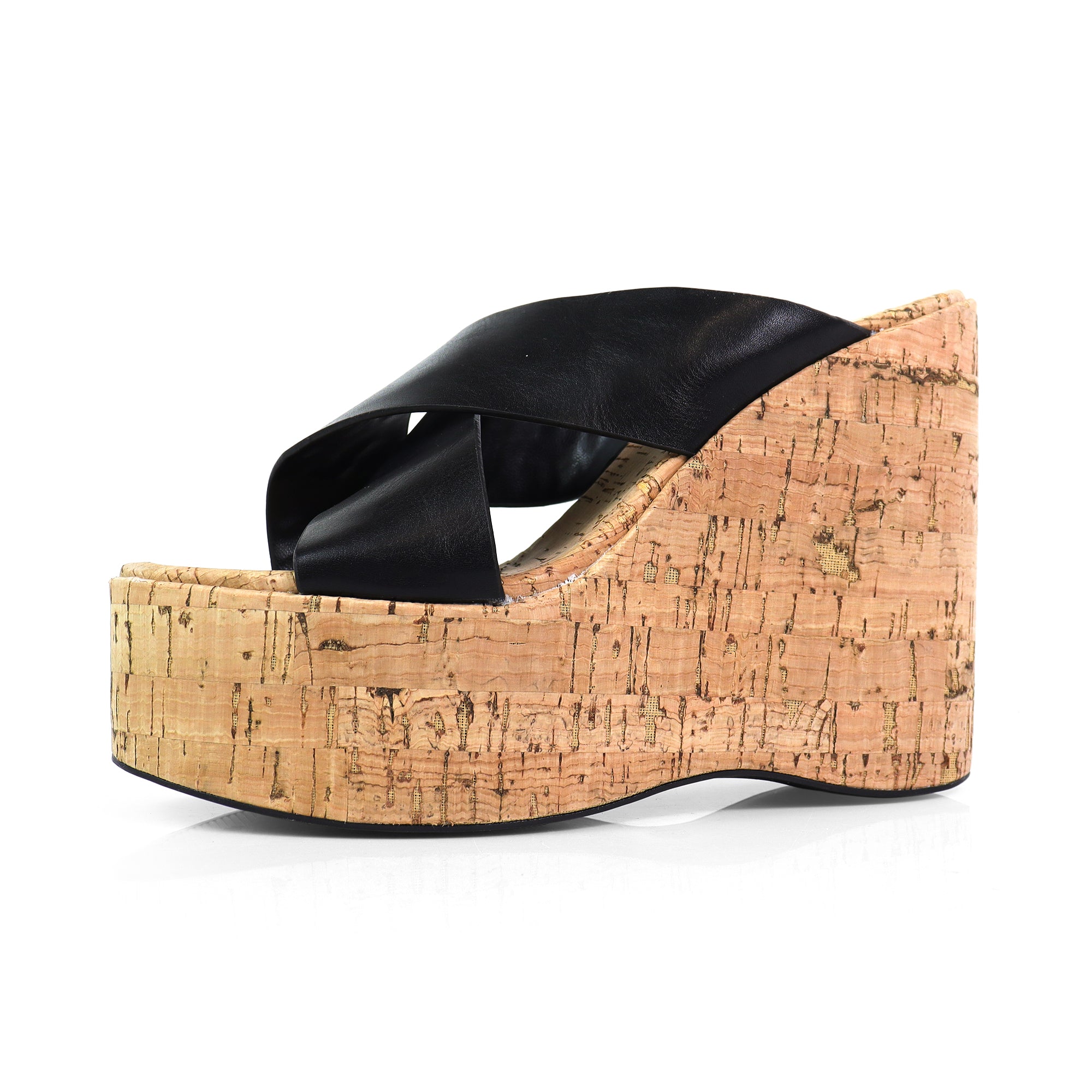 MIO-2 CRISS CROSS CORK WEDGE BLACK