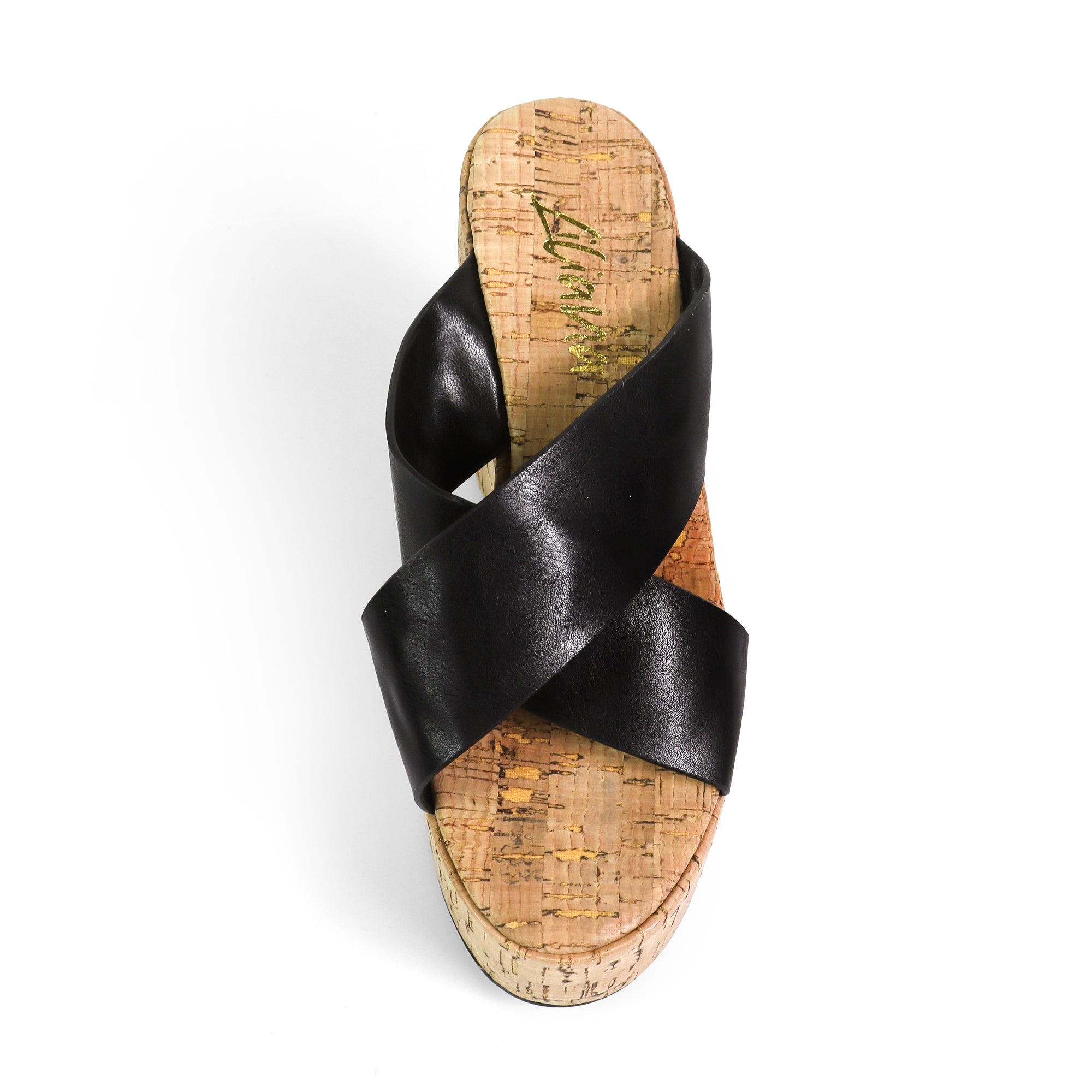 MIO-2 CRISS CROSS CORK WEDGE BLACK