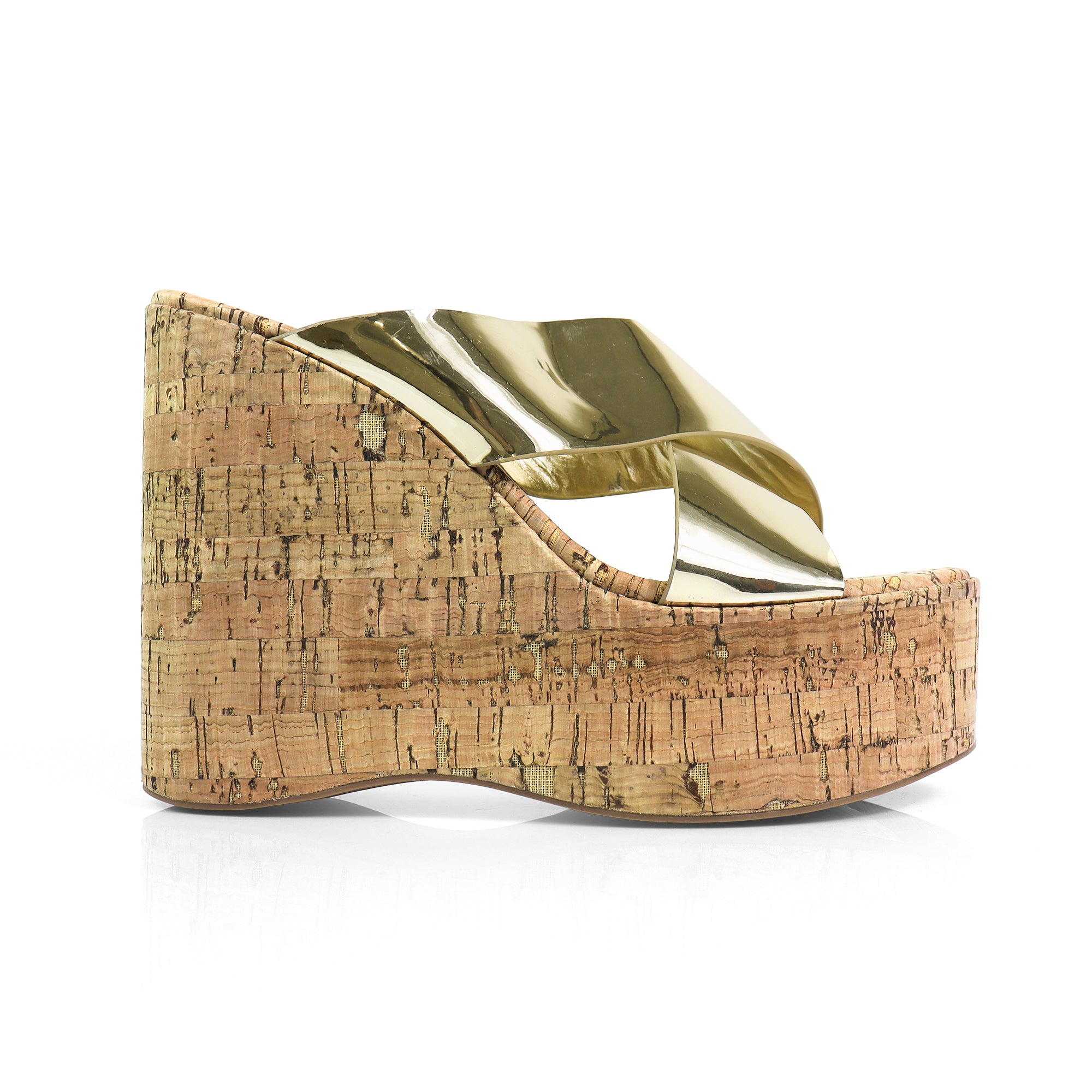MIO-2 CRISS CROSS CORK WEDGE GOLD