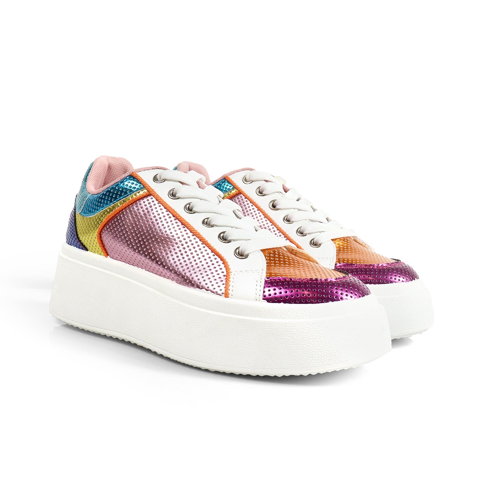 MIRAGE-2 THICK SOLE RETRO MATEL EFFECT SNEAKER RAINBOW