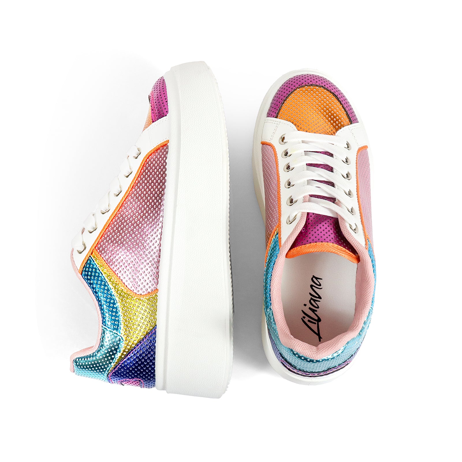 MIRAGE-2 THICK SOLE RETRO MATEL EFFECT SNEAKER RAINBOW