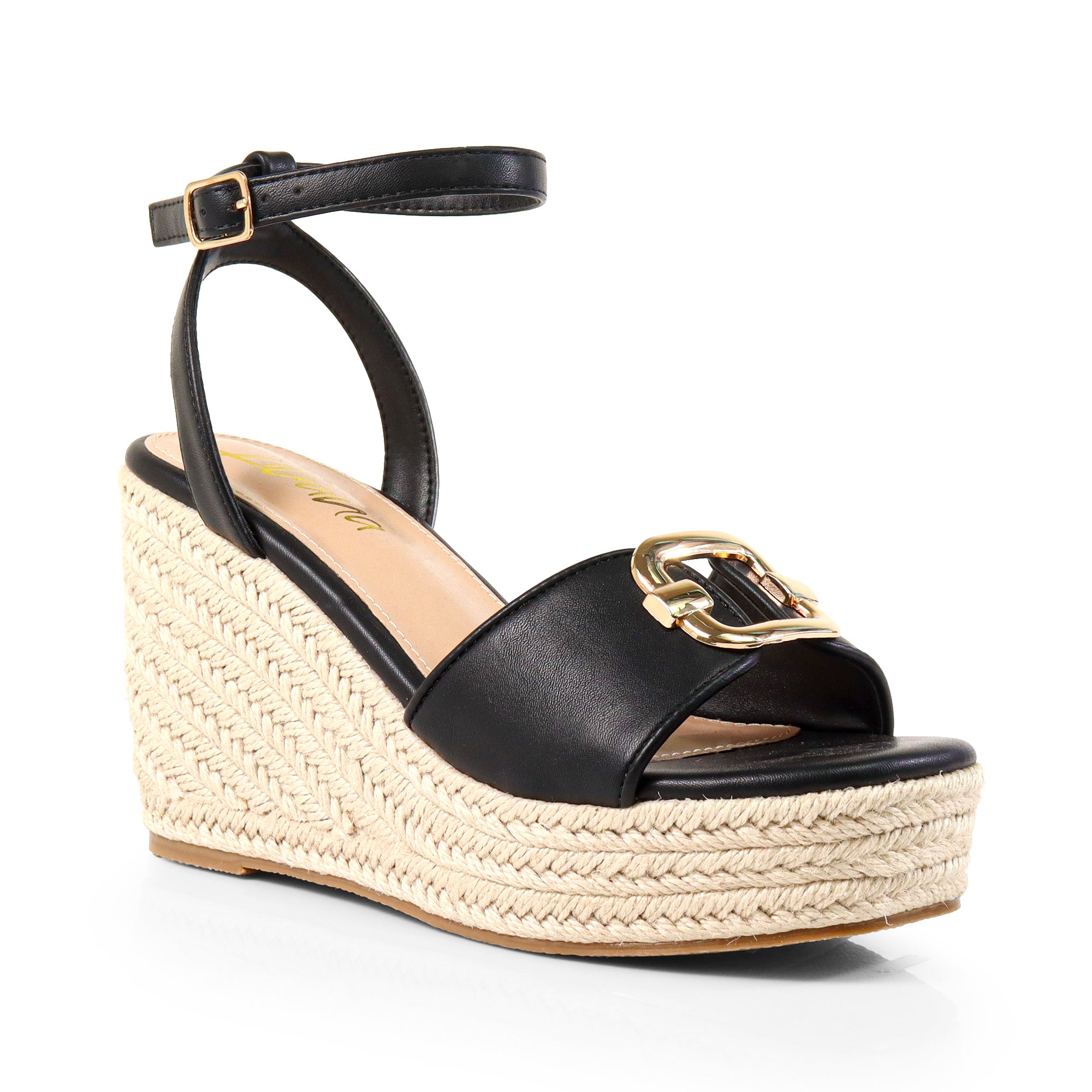 MISA-1 ESPADRILLE ANKLE STRAP SANDAL W/ ESPADRILLE WEDGE BLACK