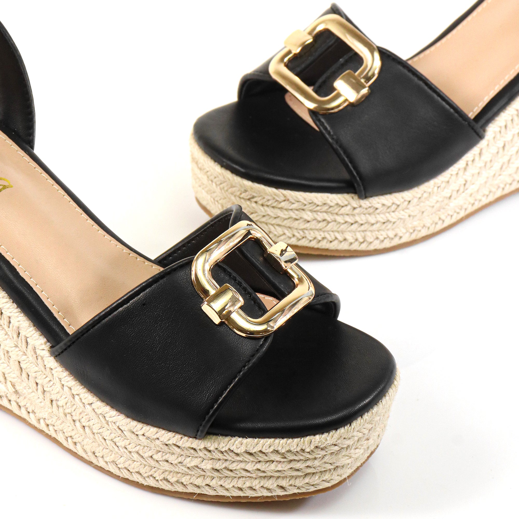 MISA-1 ESPADRILLE ANKLE STRAP SANDAL W/ ESPADRILLE WEDGE BLACK