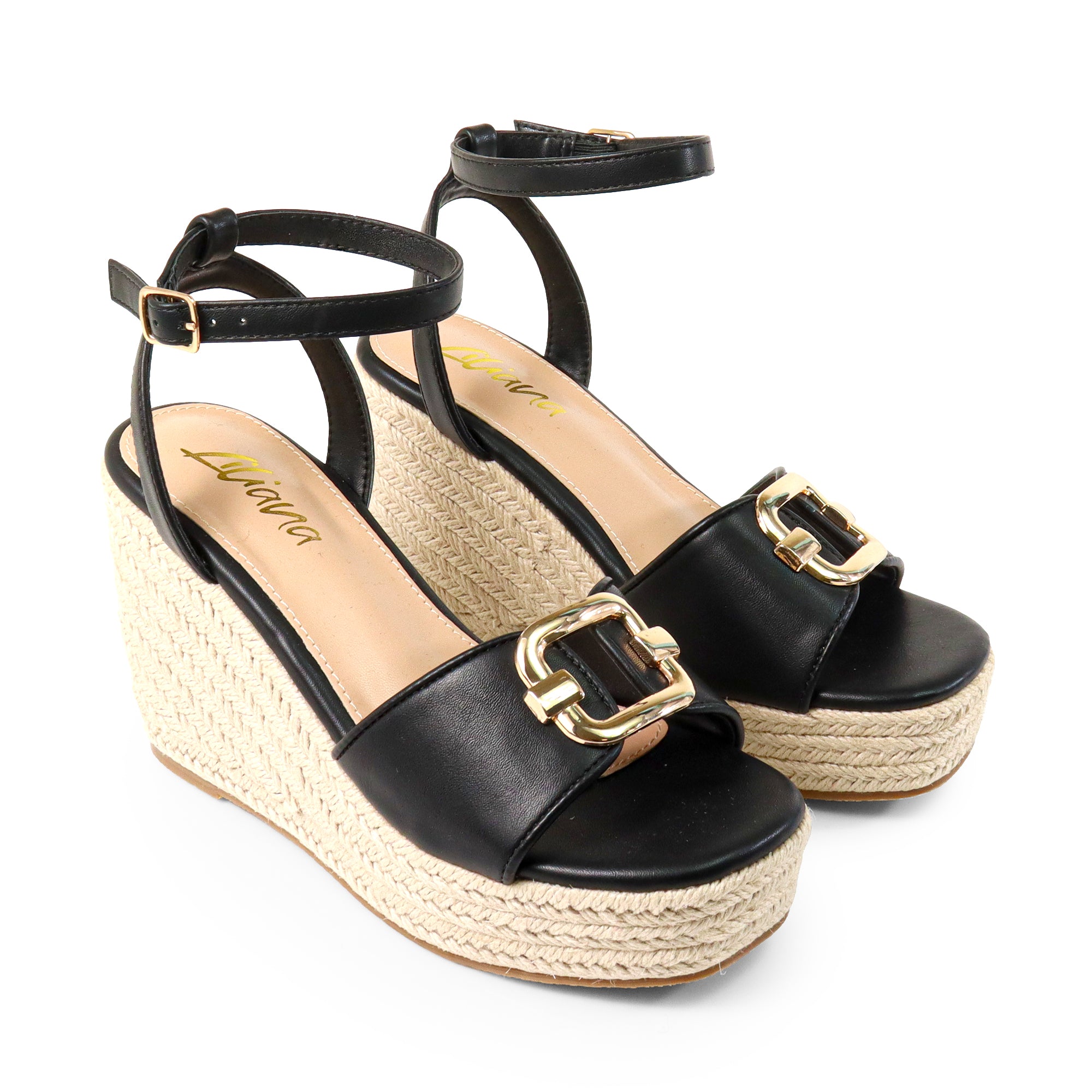 MISA-1 ESPADRILLE ANKLE STRAP SANDAL W/ ESPADRILLE WEDGE BLACK