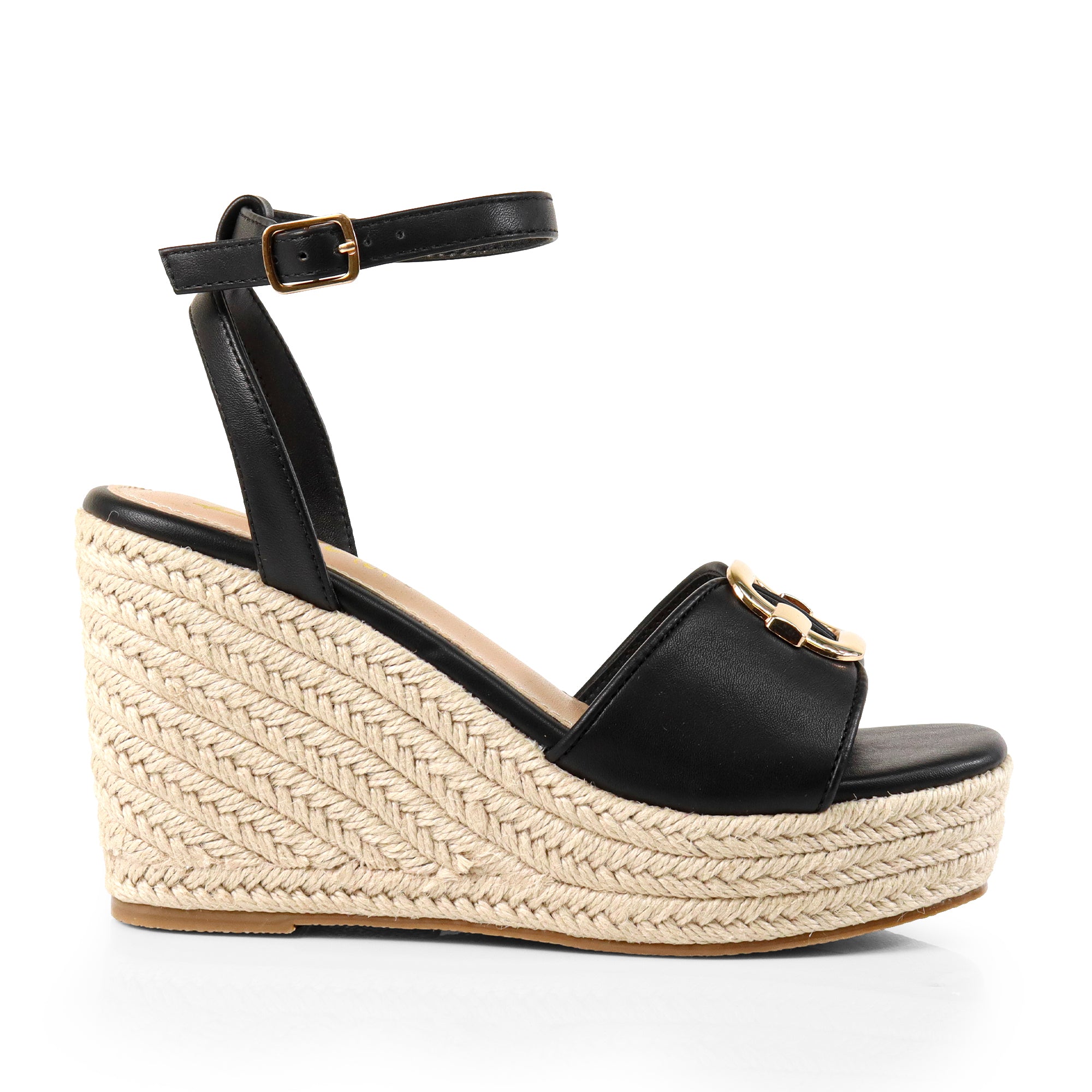 MISA-1 ESPADRILLE ANKLE STRAP SANDAL W/ ESPADRILLE WEDGE BLACK
