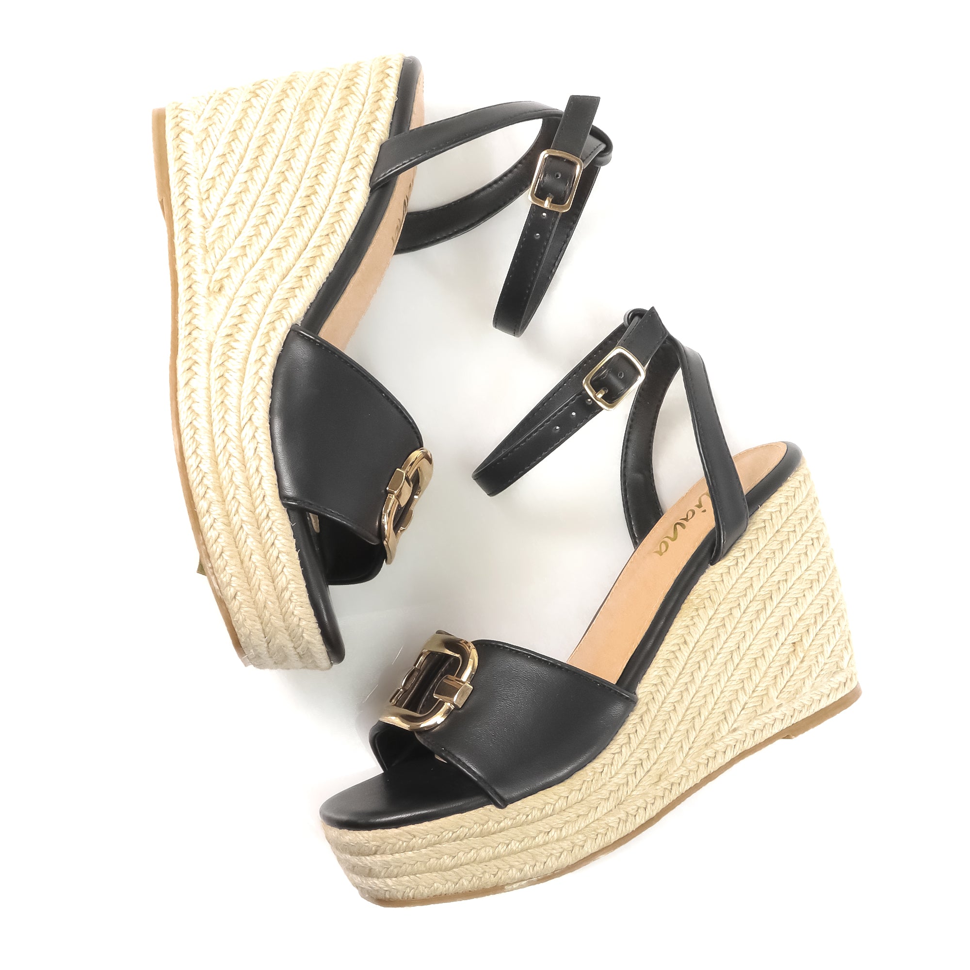 MISA-1 ESPADRILLE ANKLE STRAP SANDAL W/ ESPADRILLE WEDGE BLACK
