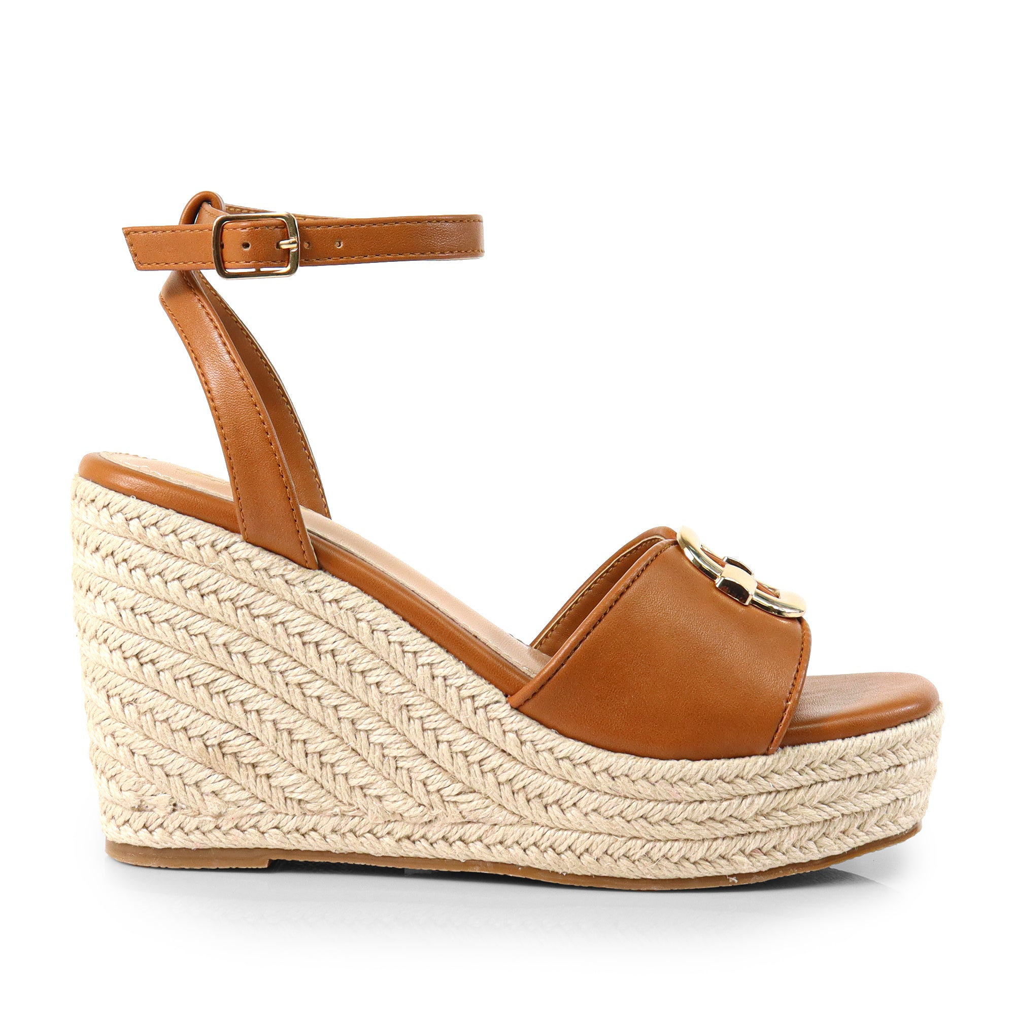 MISA-1 ESPADRILLE ANKLE STRAP SANDAL W/ ESPADRILLE WEDGE TAN
