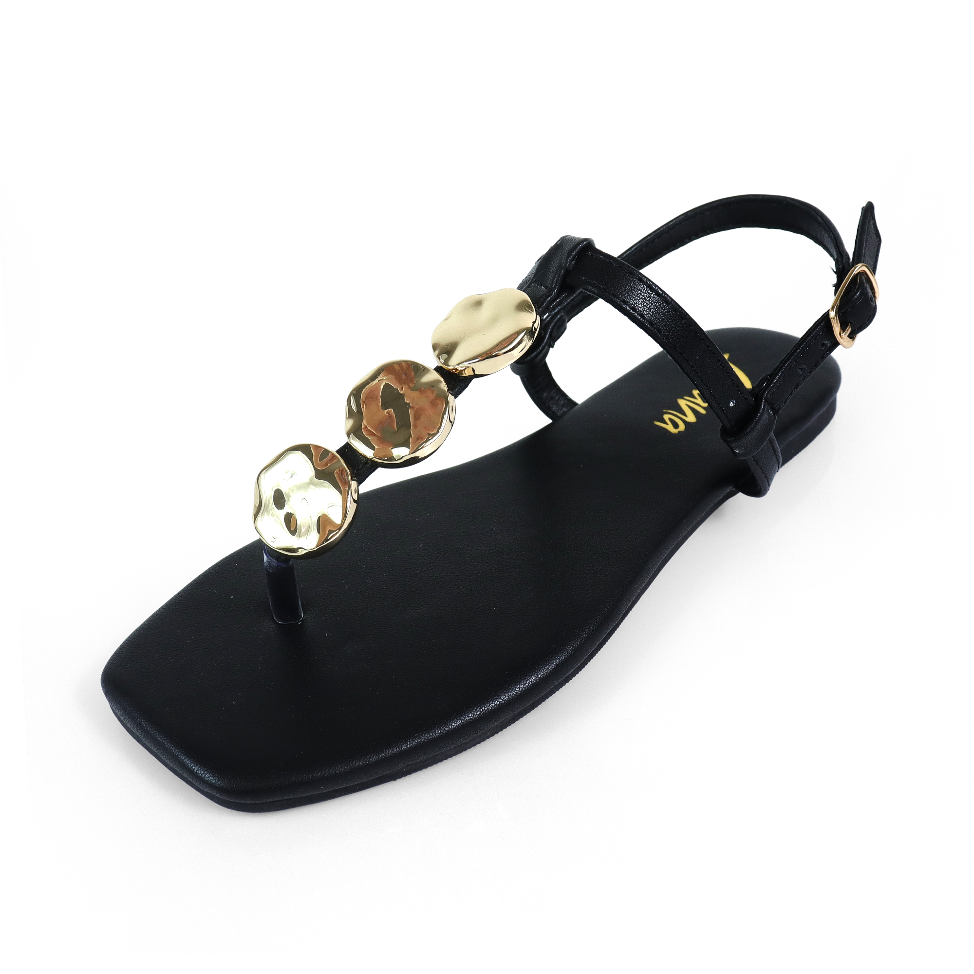 MIZZY-3 STONE THONG SLIDE BLACK