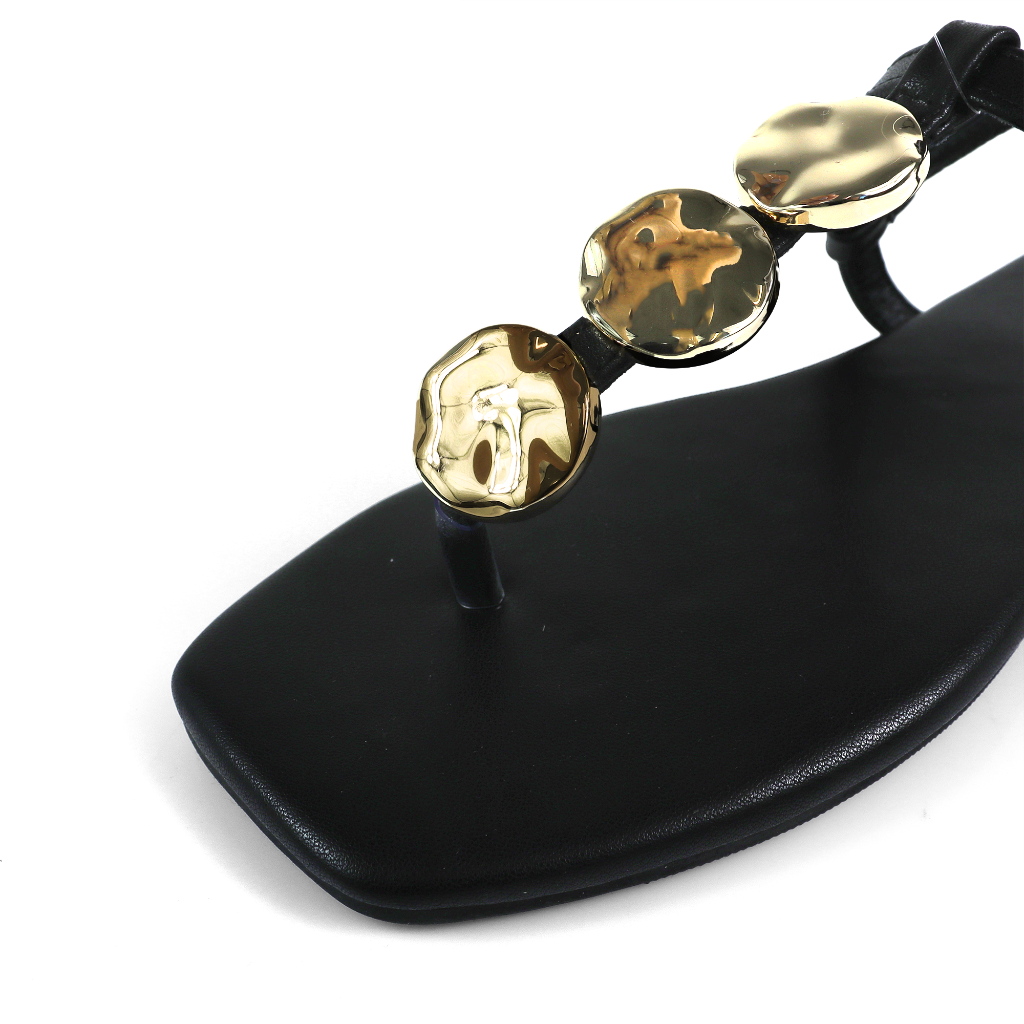 MIZZY-3 STONE THONG SLIDE BLACK