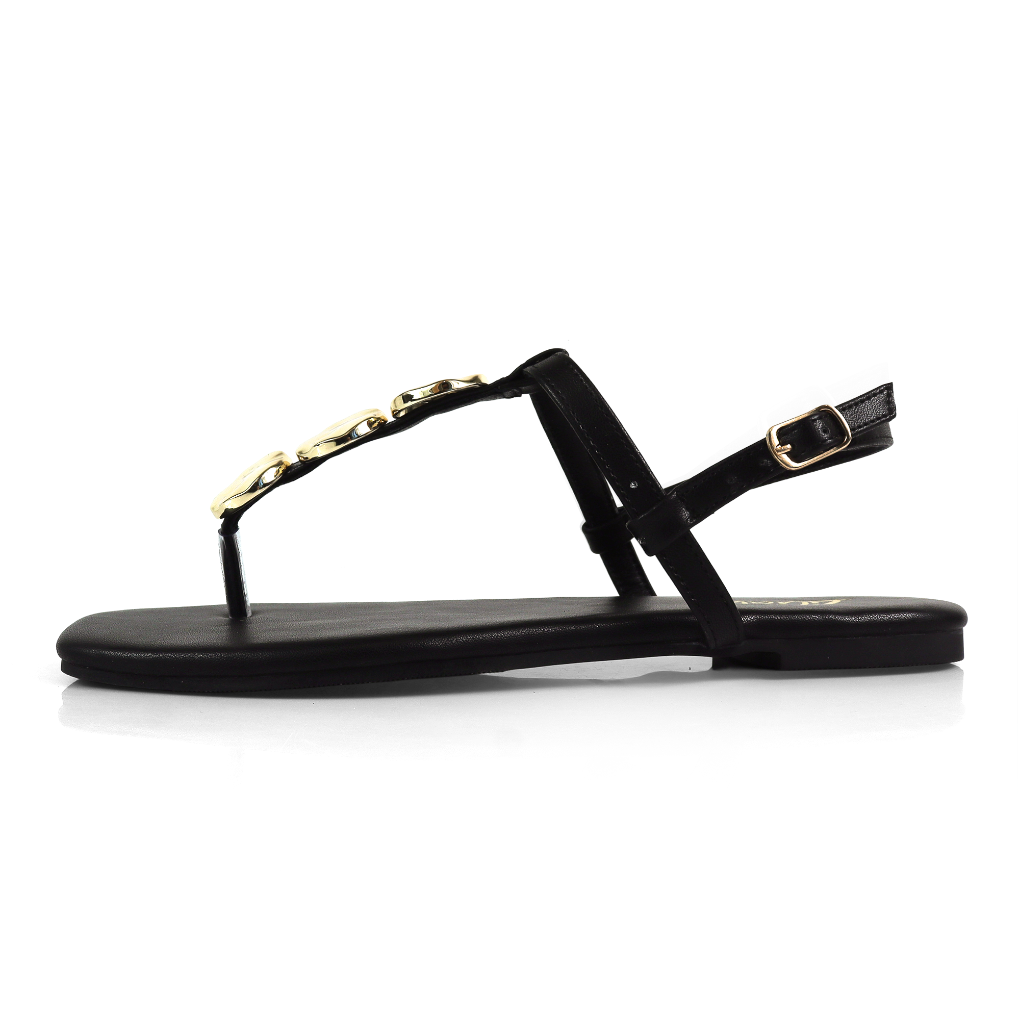 MIZZY-3 STONE THONG SLIDE BLACK
