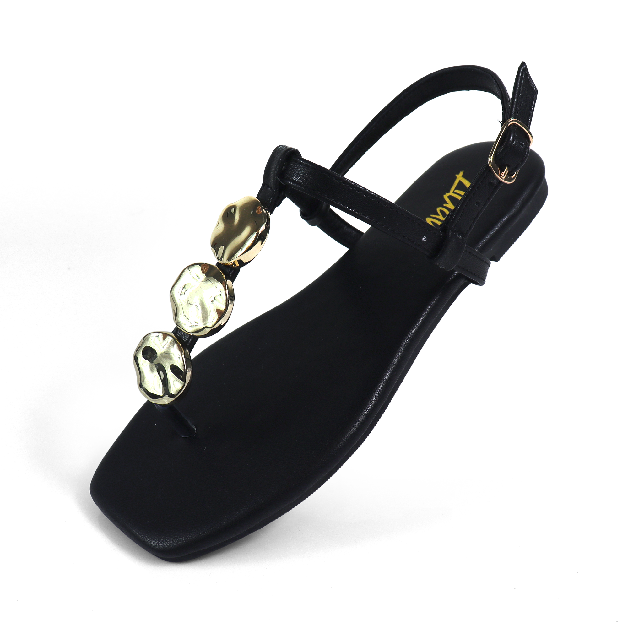 MIZZY-3 STONE THONG SLIDE BLACK