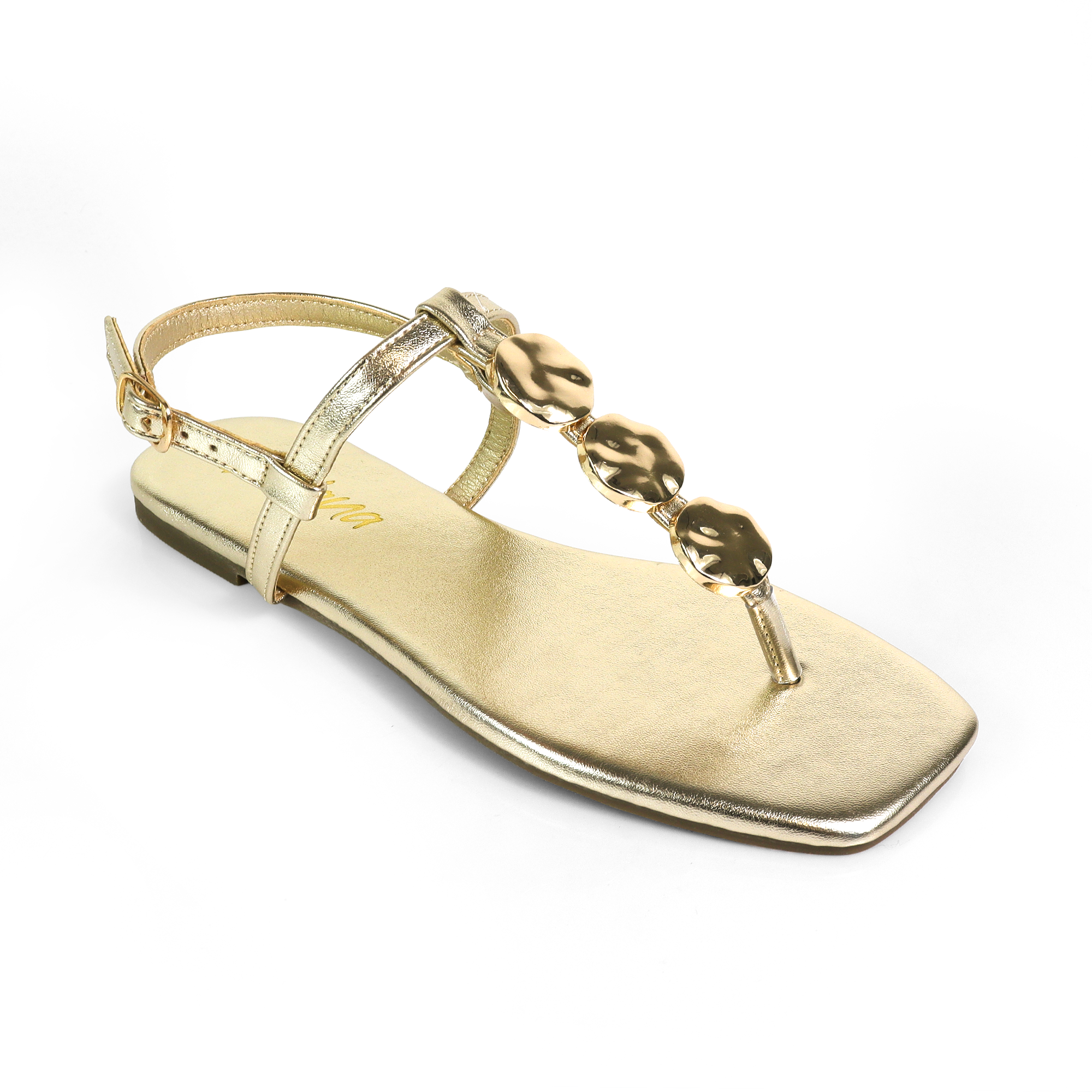 MIZZY-3 STONE THONG SLIDE GOLD