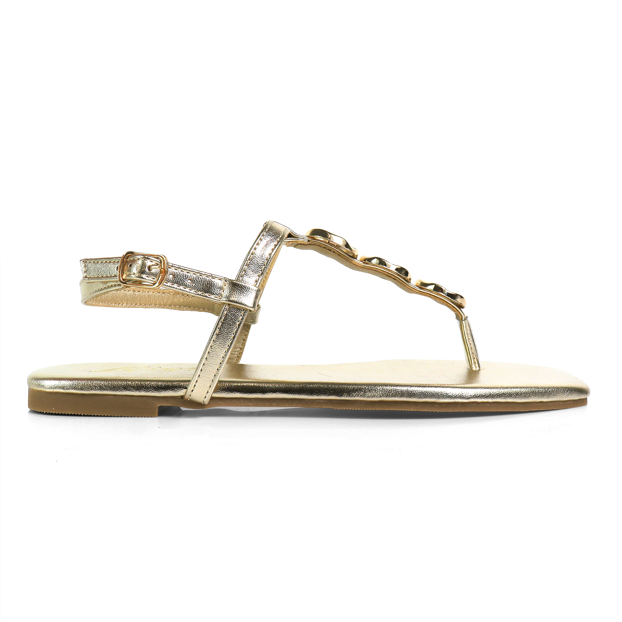 MIZZY-3 STONE THONG SLIDE GOLD