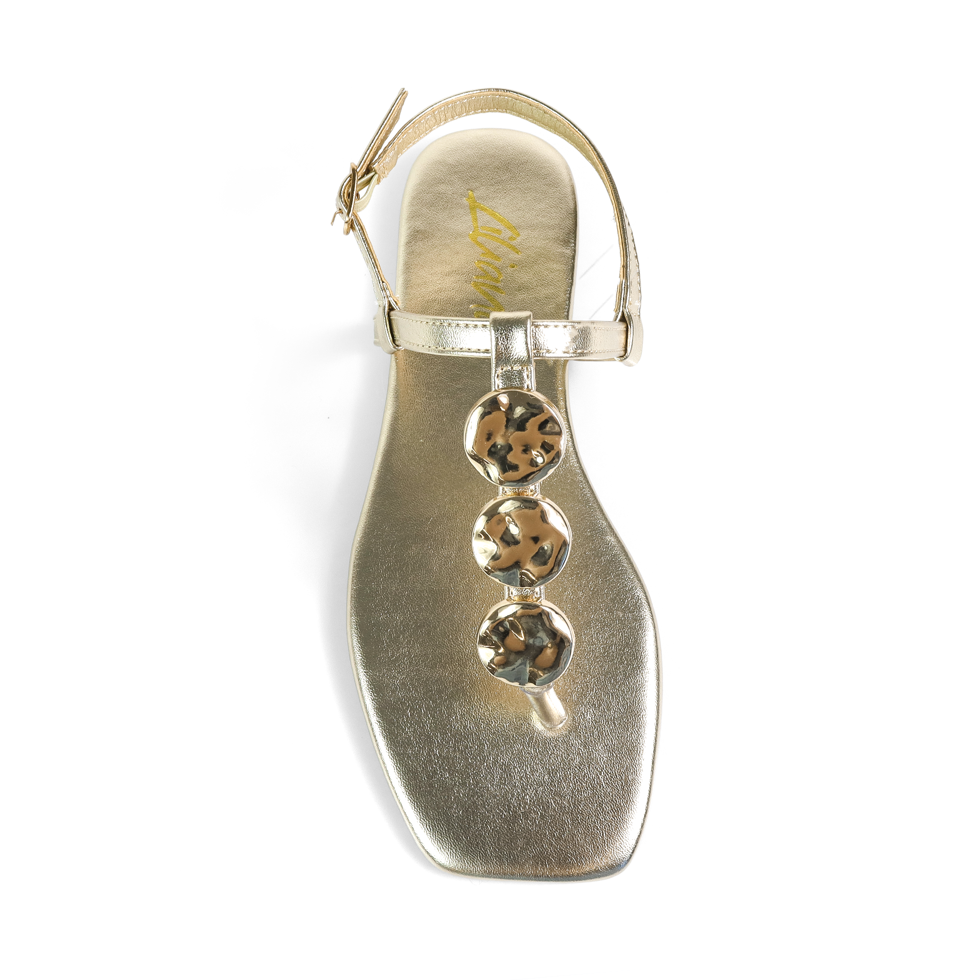 MIZZY-3 STONE THONG SLIDE GOLD