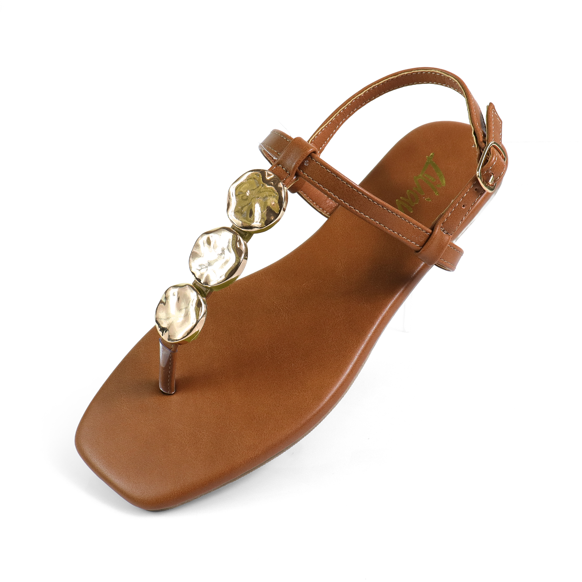 MIZZY-3 STONE THONG SLIDE TAN