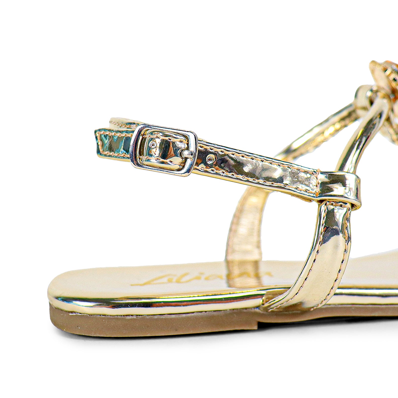 MOLLY-22 OPEN TOE THONG DIAMOND FLIP-FLOPS-GOLD