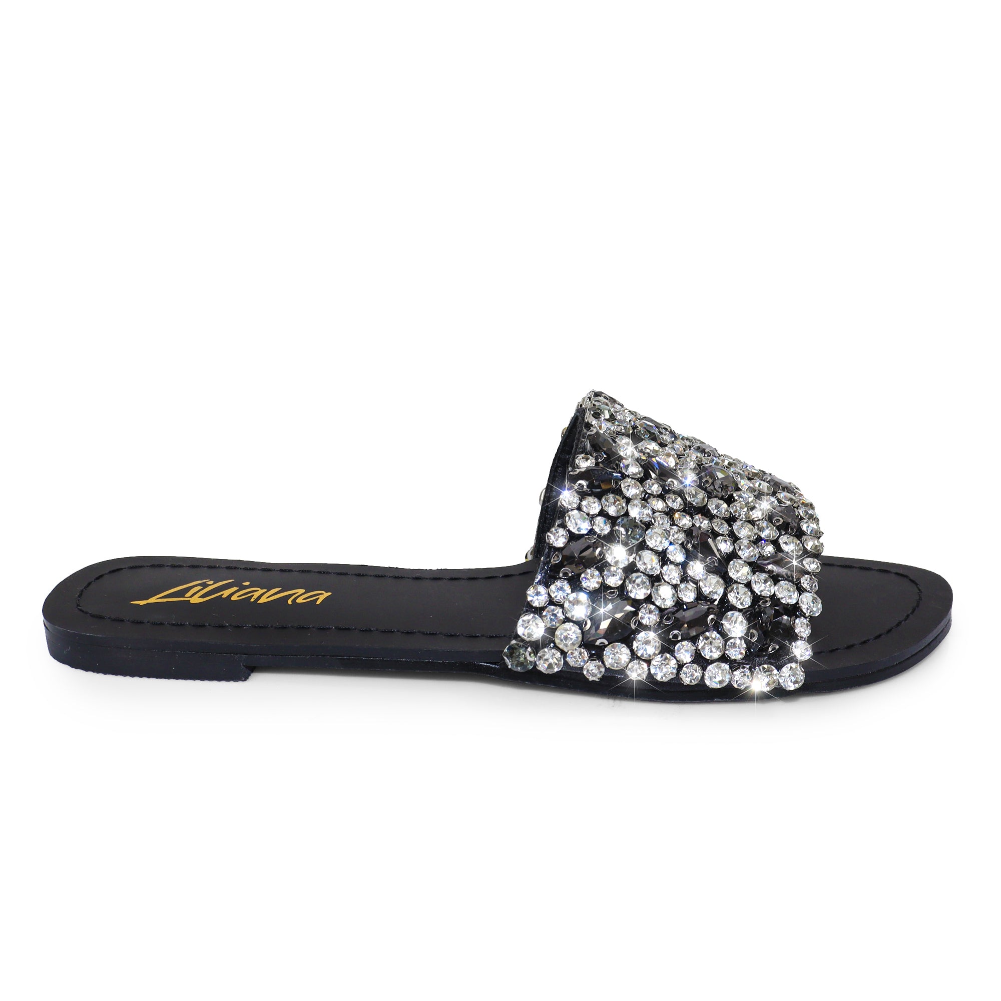 MOLLY-64 OPEN TOE CRYSTAL SANDAL BLACK