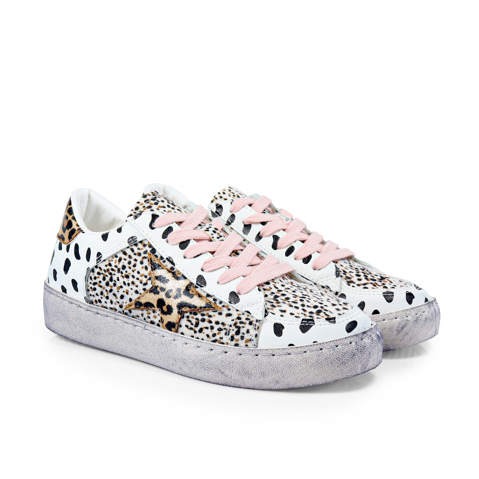 MONDAY-2 BURNISH EFFECT PATCHED SNEAKER W/ GLITTER ANIMAL