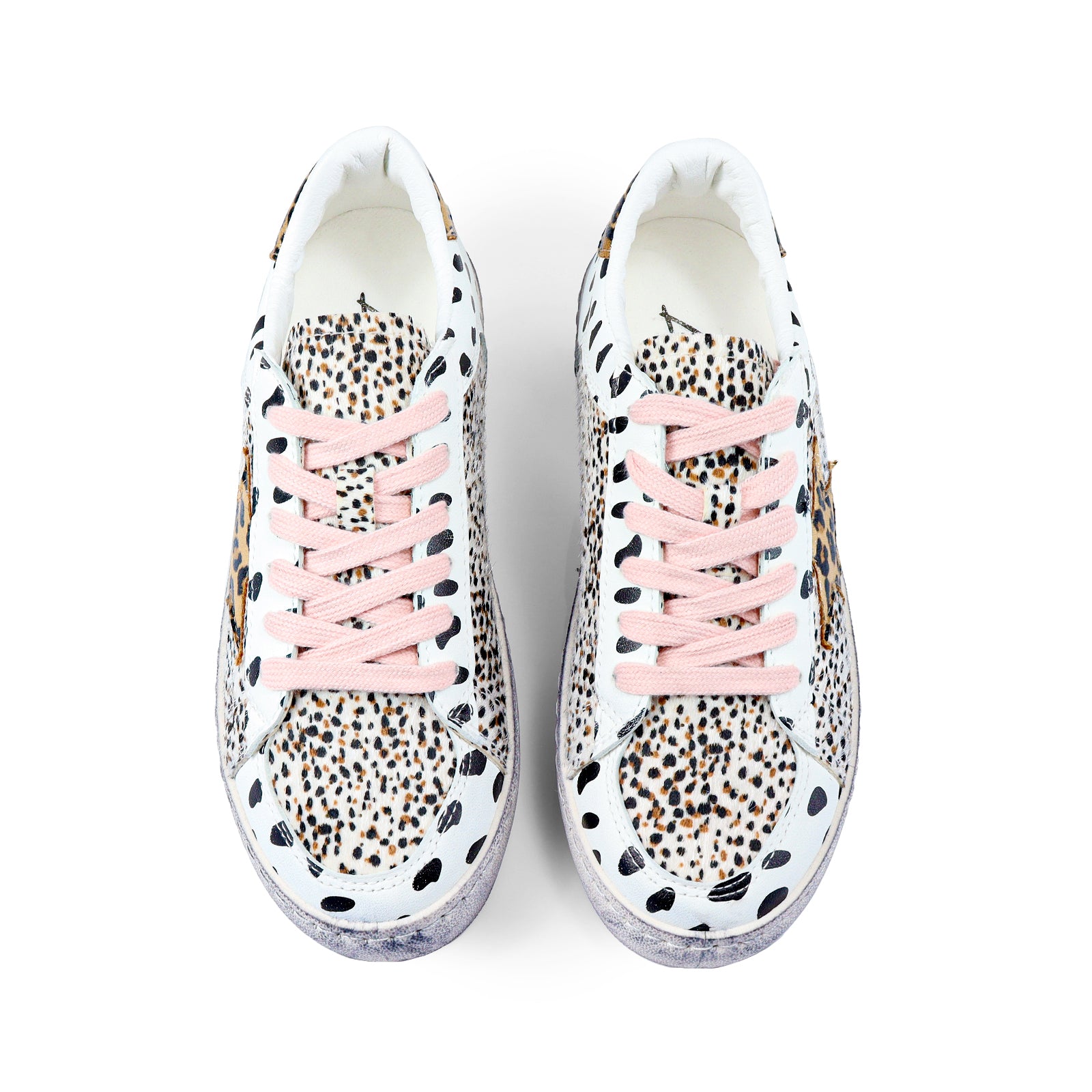 MONDAY-2 BURNISH EFFECT PATCHED SNEAKER W/ GLITTER ANIMAL