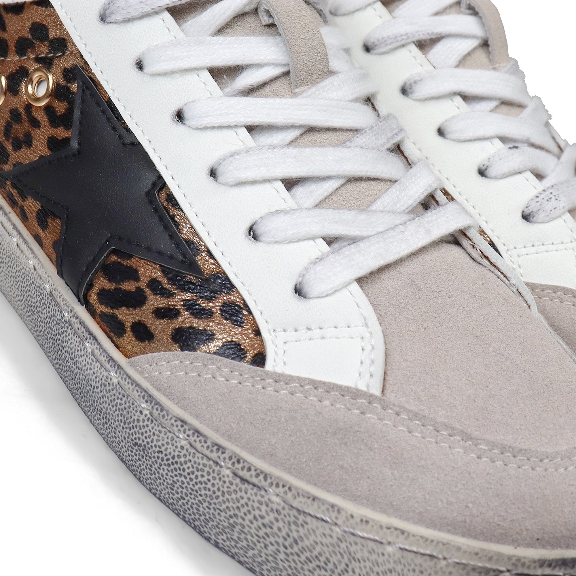 MONDAY-3  BURNISH EFFECT PATCHED SNEAKER LEOPARD