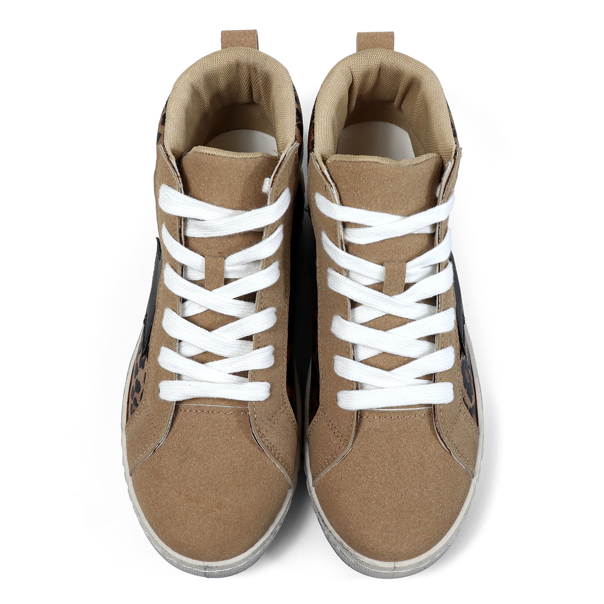 MONDAY-4 BURNISH EFFECT PATCHED MID STAR SNEAKER LEOPARD