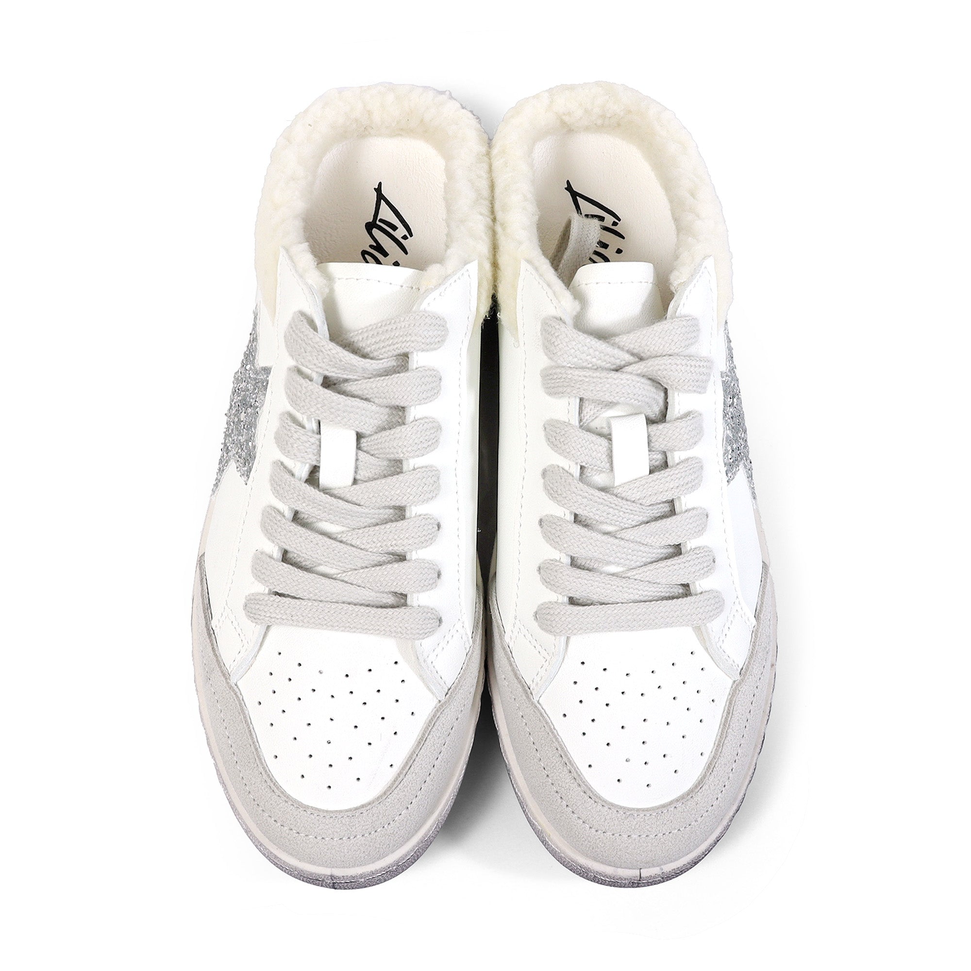 MONDAY-5 BURNISH EFFECT PATCHED MULE SNEAKER WHITE