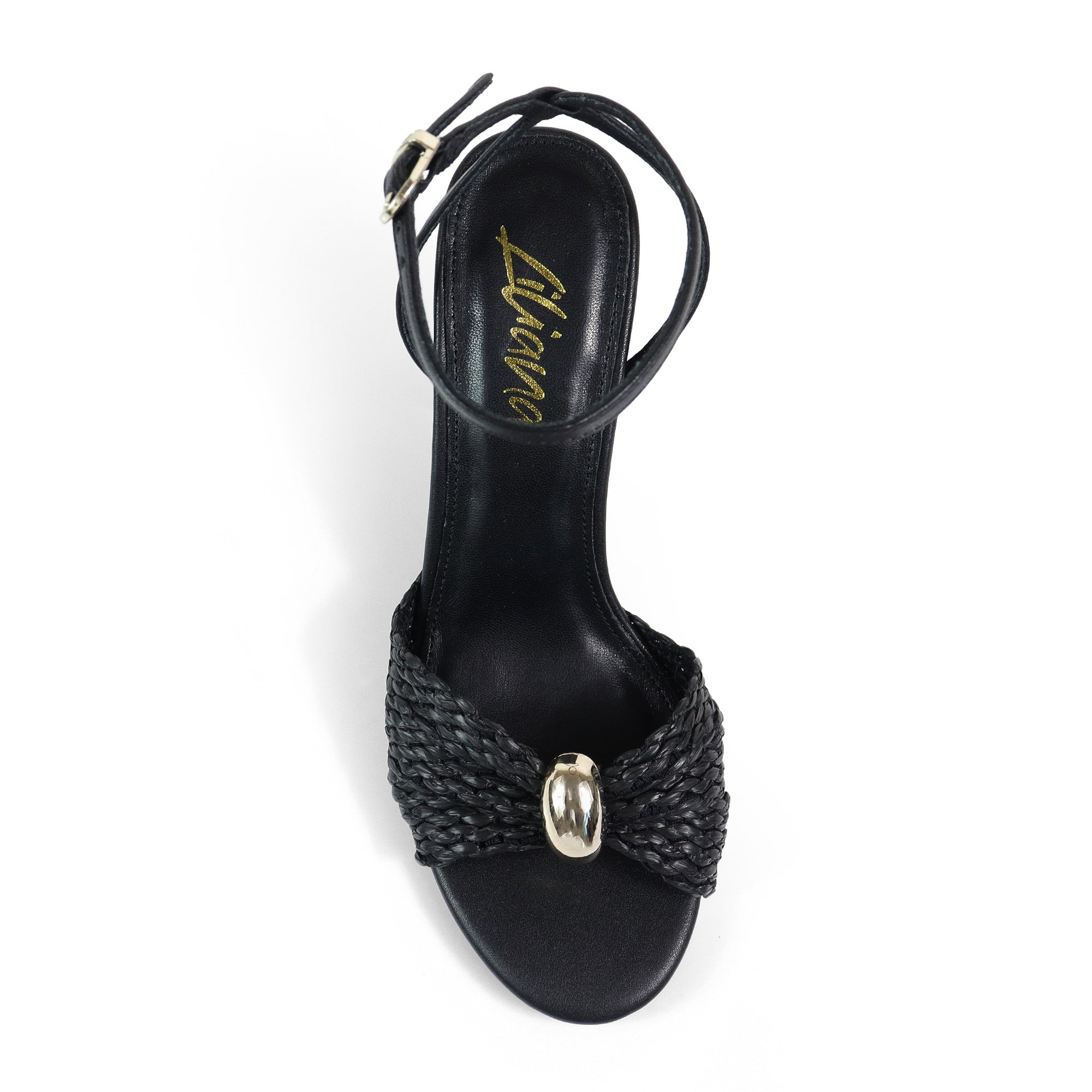 MONICA-1 RAFFIA SANDAL W BLOCK HEEL BLACK