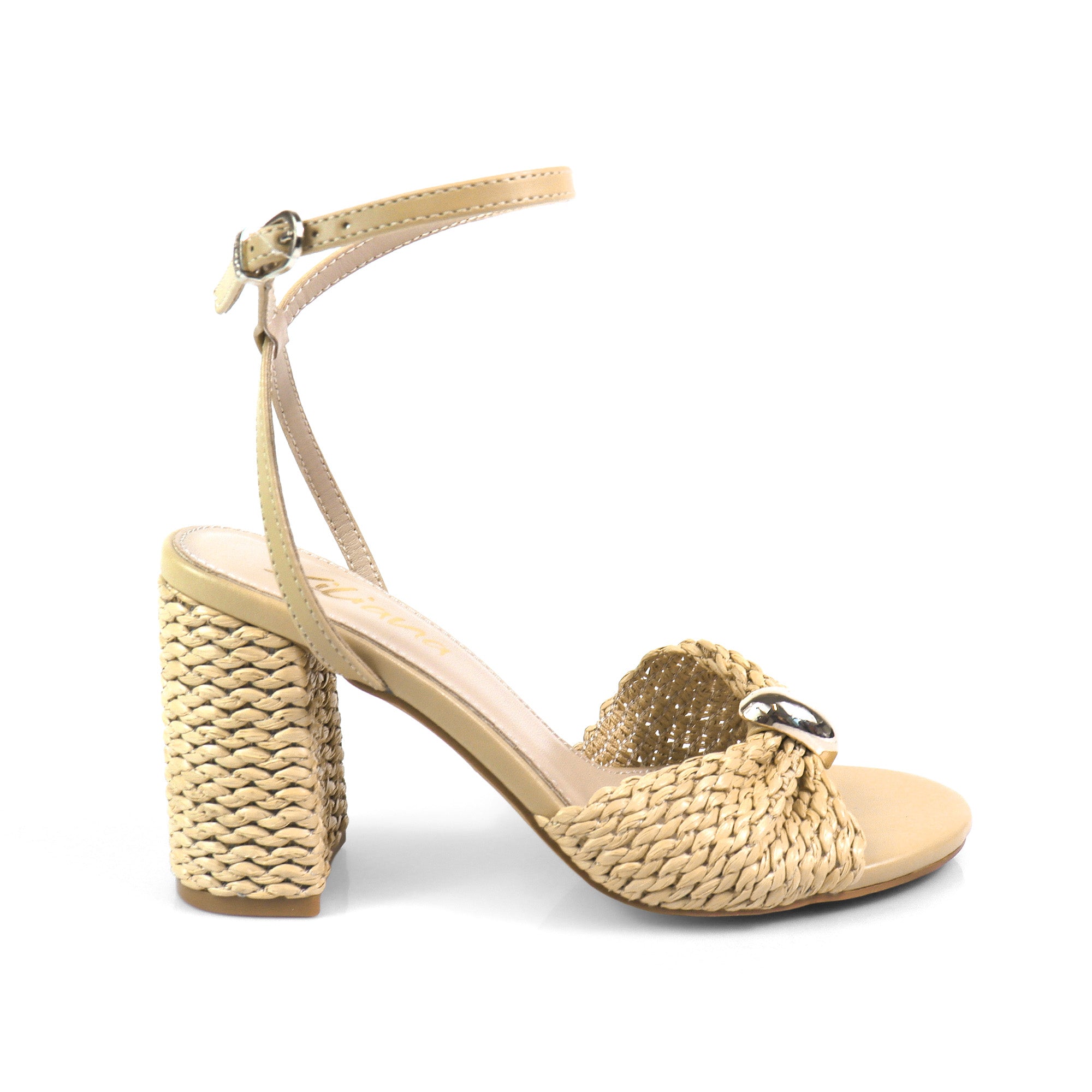 MONICA-1 RAFFIA SANDAL W BLOCK HEEL NUDE