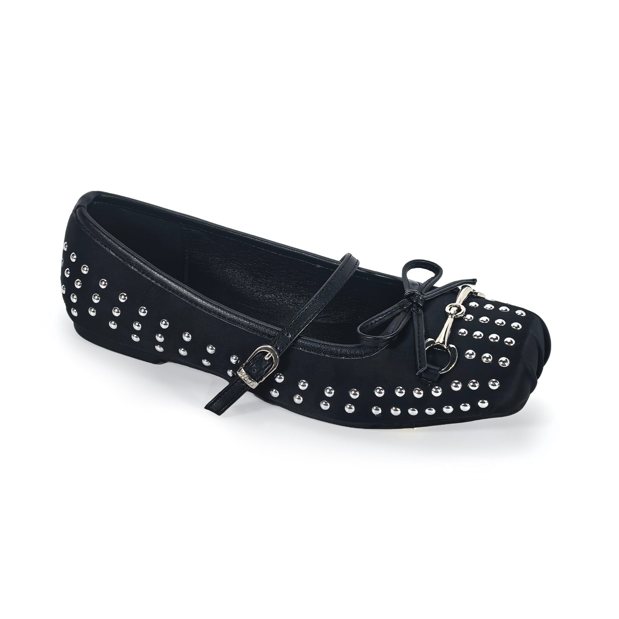 MONROE-3 FLAT BALLERINA STUD WITH TOE DETAIL BLACK