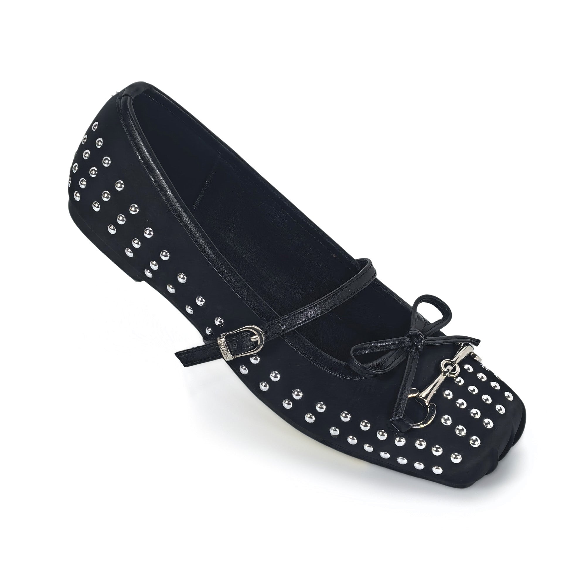 MONROE-3 FLAT BALLERINA STUD WITH TOE DETAIL BLACK
