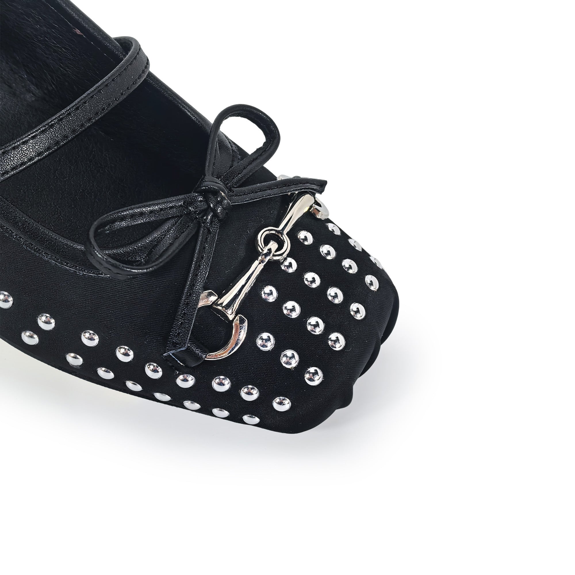 MONROE-3 FLAT BALLERINA STUD WITH TOE DETAIL BLACK