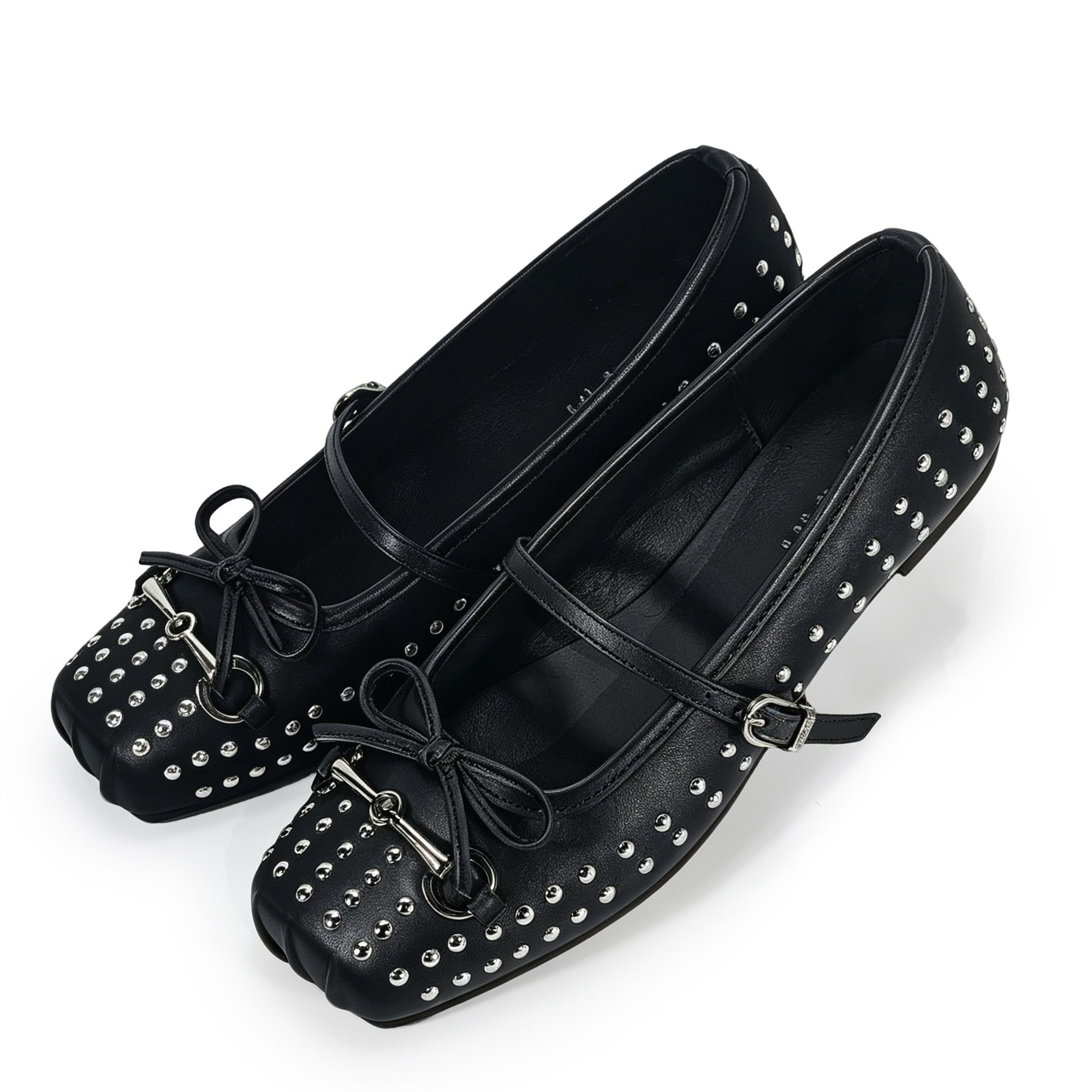 MONROE-3 FLAT BALLERINA STUD WITH TOE DETAIL BLACK