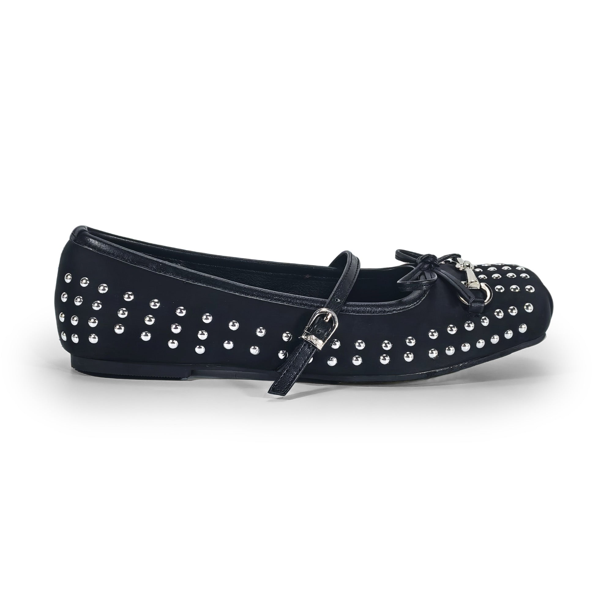MONROE-3 FLAT BALLERINA STUD WITH TOE DETAIL BLACK