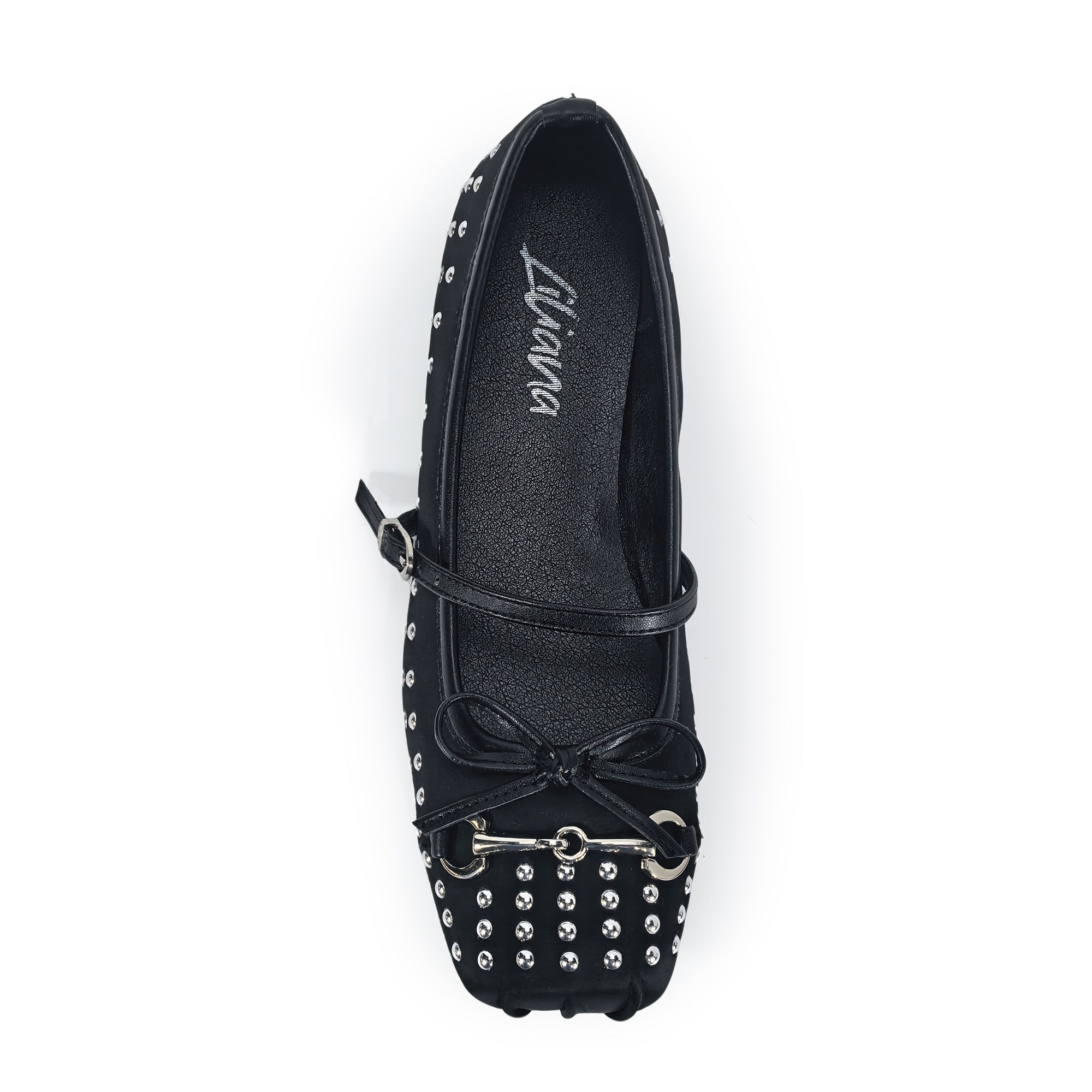 MONROE-3 FLAT BALLERINA STUD WITH TOE DETAIL BLACK