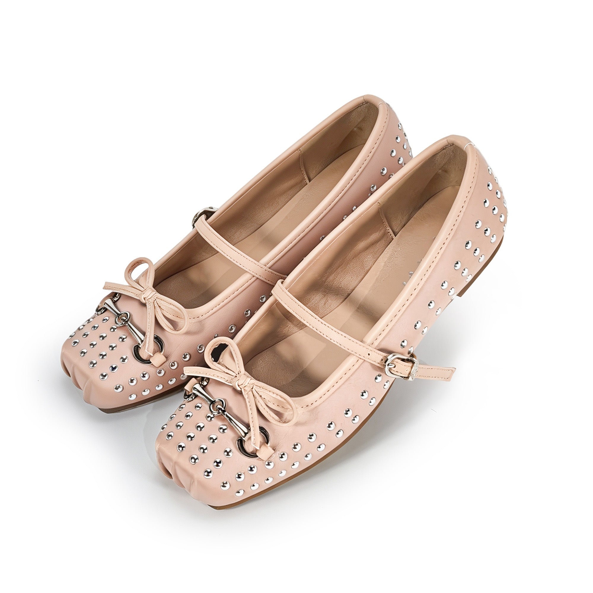 MONROE-3 FLAT BALLERINA STUD WITH TOE DETAIL NUDE