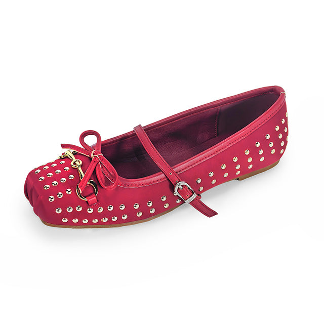 MONROE-3 FLAT BALLERINA STUD WITH TOE DETAIL WINE