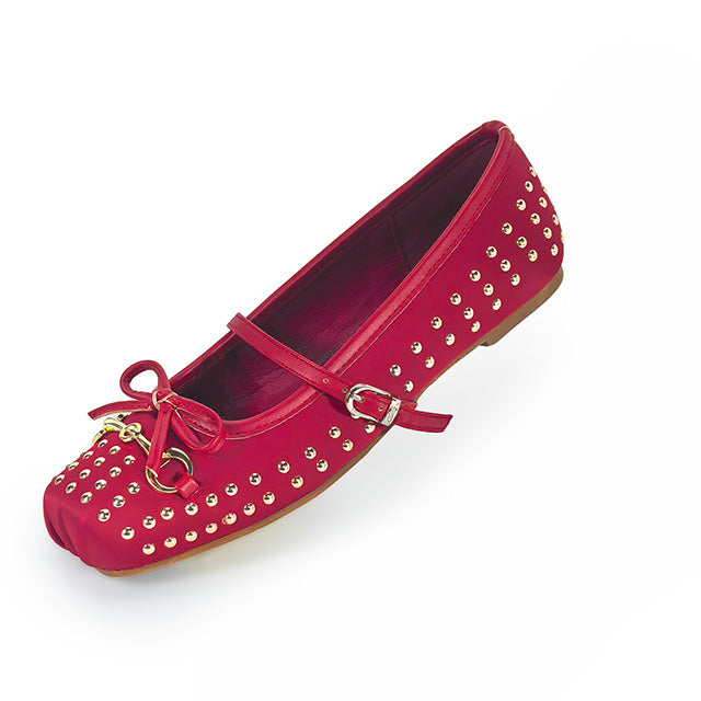 MONROE-3 FLAT BALLERINA STUD WITH TOE DETAIL WINE