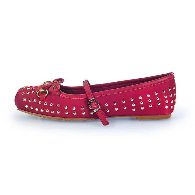 MONROE-3 FLAT BALLERINA STUD WITH TOE DETAIL WINE