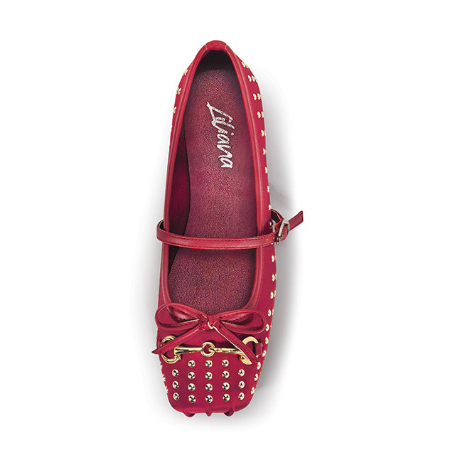 MONROE-3 FLAT BALLERINA STUD WITH TOE DETAIL WINE
