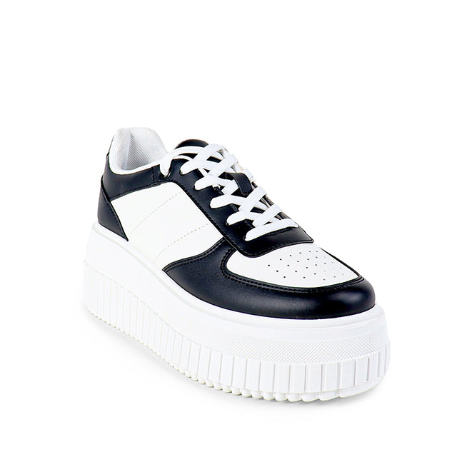 MOORE-1 THICK PLATFORM LACE-UP SNEAKERS BLACK