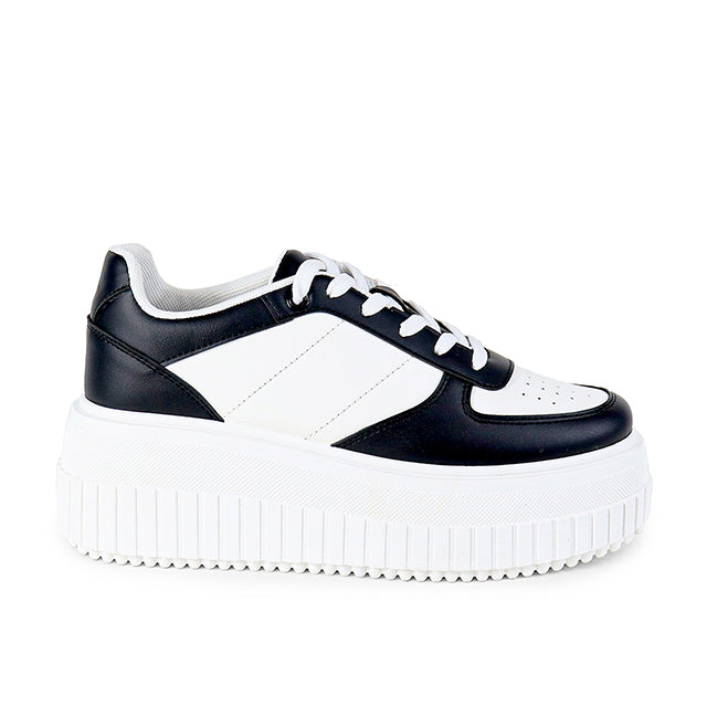 MOORE-1 THICK PLATFORM LACE-UP SNEAKERS BLACK