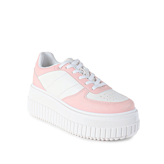 MOORE-1 THICK PLATFORM LACE-UP SNEAKERS BLUSH