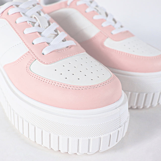 MOORE-1 THICK PLATFORM LACE-UP SNEAKERS BLUSH