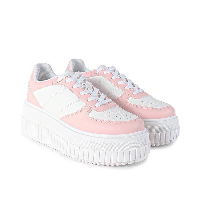 MOORE-1 THICK PLATFORM LACE-UP SNEAKERS BLUSH
