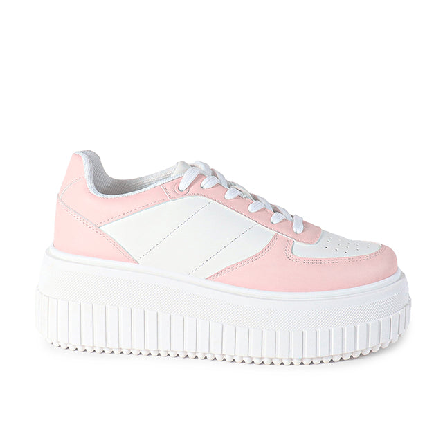 MOORE-1 THICK PLATFORM LACE-UP SNEAKERS BLUSH
