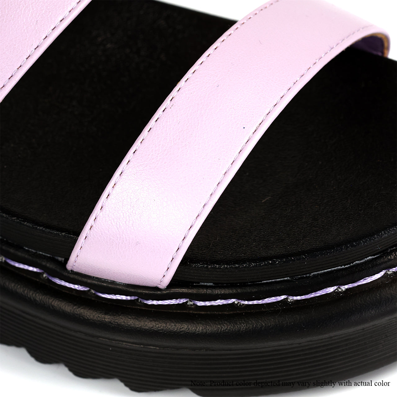 MURA-1 OPEN-TOE LUG SOLE BUCKLE ANCKLE SANDALS-LILAC