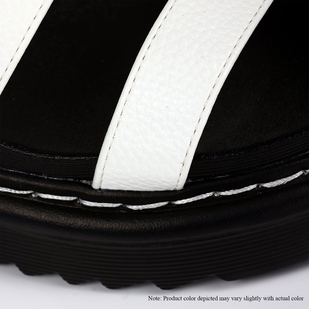 MURA-1 OPEN-TOE LUG SOLE BUCKLE ANCKLE SANDALS-WHITE