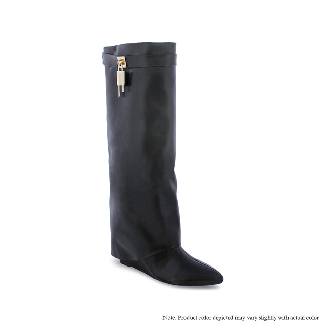 MUTTO-1 DRAPEOVER KNEE HIGH BOOT WEDGE - BKPU